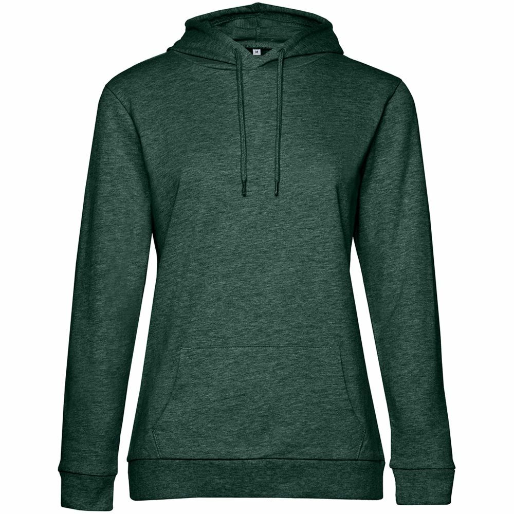 WW04W618&nbsp;2718&nbsp;Толстовка с капюшоном женская Hoodie, темно-зеленый меланж&nbsp;107146