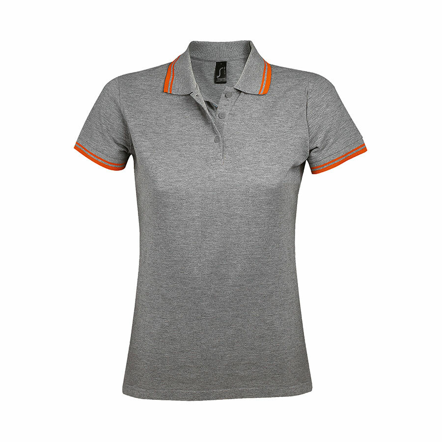 700578.932/2XL&nbsp;2029&nbsp;Поло "Pasadena Women", серый-меланж, оранжевый_2XL, 100% х/б, 200г/м2&nbsp;108882