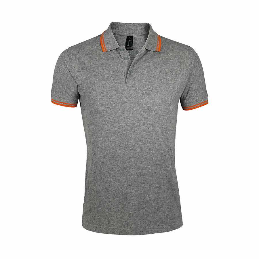 700577.932/2XL&nbsp;2050&nbsp;Поло "Pasadena Men" серый-меланж, оранжевый_2XL, 100% х/б, 200г/м2&nbsp;108887