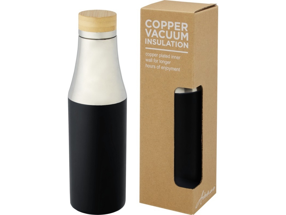 10066790&nbsp;2719&nbsp;Hulan Бутылка объемом 540 мл с вакуумной изоляцией из меди и бамбуковой крышкой, черный&nbsp;171555