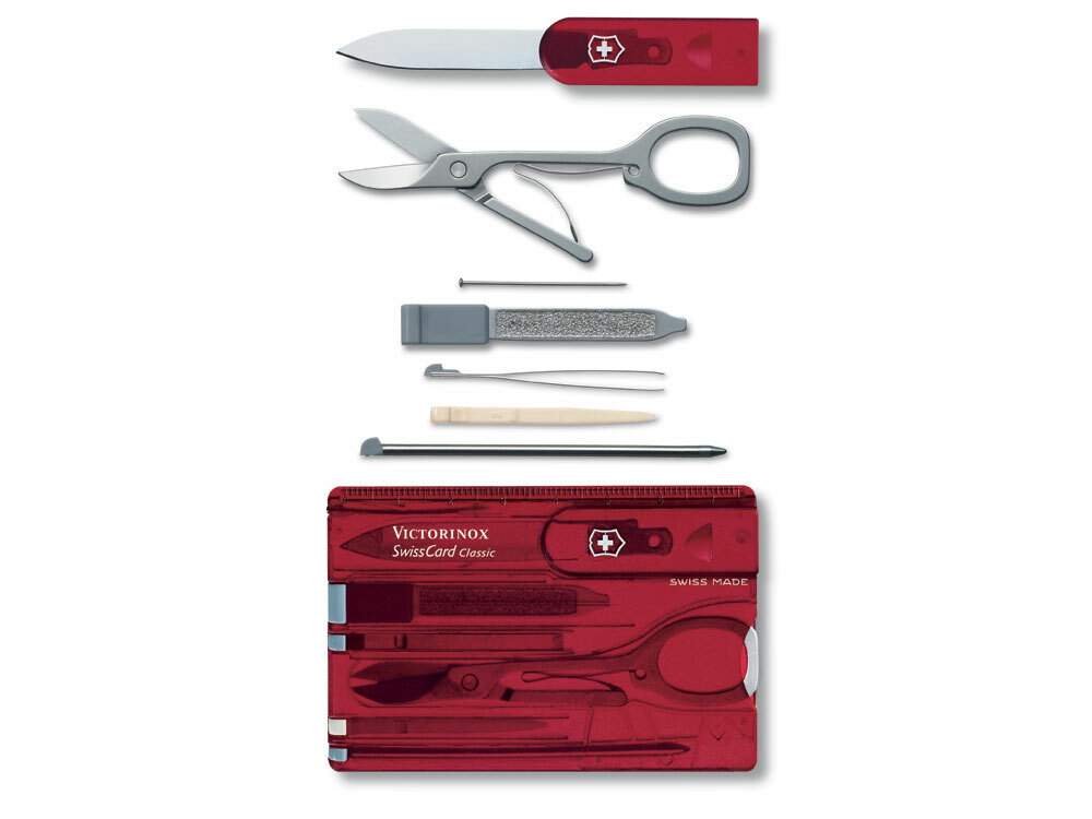 601197&nbsp;7250&nbsp;Швейцарская карточка VICTORINOX SwissCard Classic, 10 функций, полупрозрачная красная&nbsp;196740