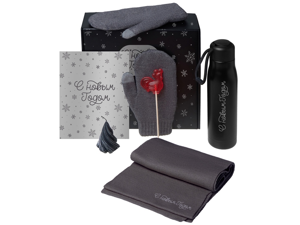 210107.17&nbsp;3459.15&nbsp;Подарочный набор с варежками, шарфом и термосом, серый&nbsp;277666