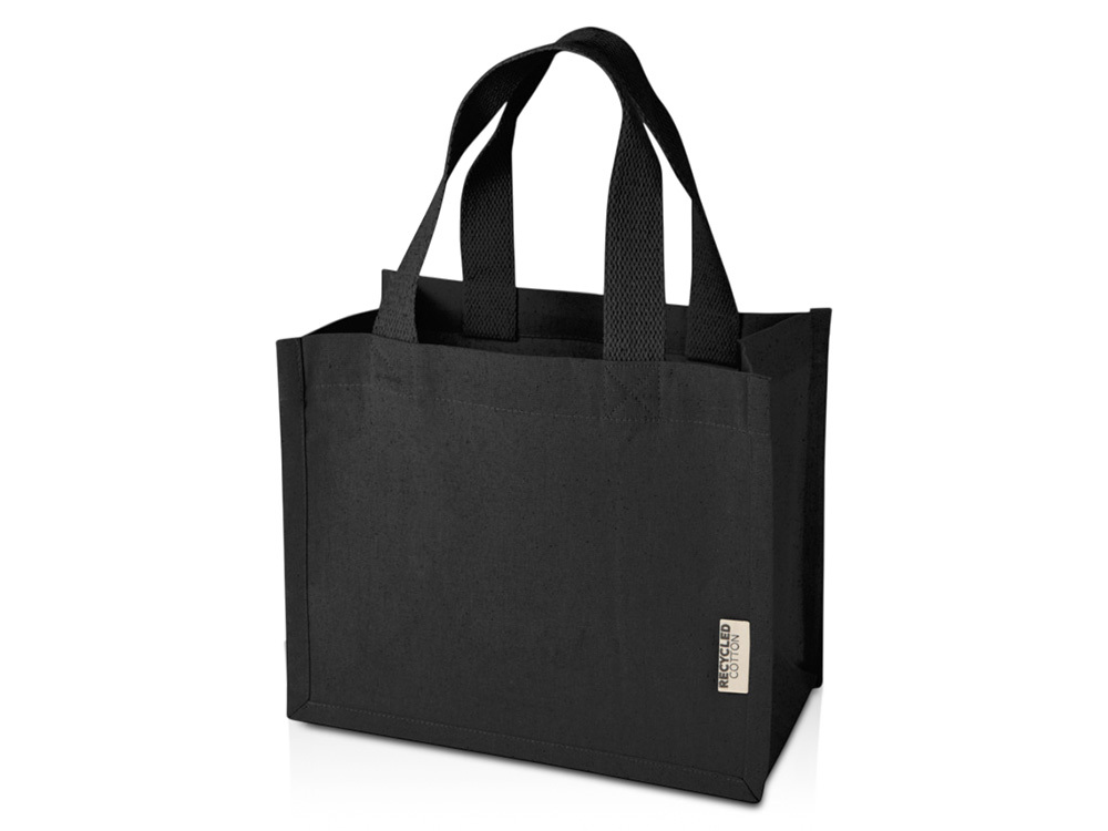 12078790&nbsp;626.4&nbsp;Мини эко-сумка Odessa с клинчиком, изготовленная из переработанного хлопка, сертифицированного согласно GRS, плотностью 220 г/м², объемом 9 л - сплошной черный&nbsp;278218