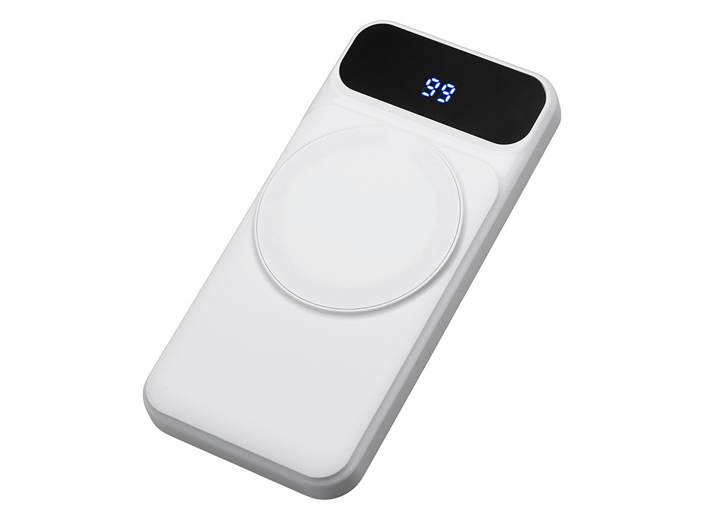 590164.06&nbsp;2199.62&nbsp;Магнитный беспроводной внешний аккумулятор со встроенными кабелями «Мэни»,быстаря зарядка, 10000 мАч, белый&nbsp;279617