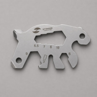 441258&nbsp;449&nbsp;Мини-мультитул карманный Stinger, 55 x 35 мм, 5 функций, медведь, нержавеющая сталь, серебристый, в блистере&nbsp;285222