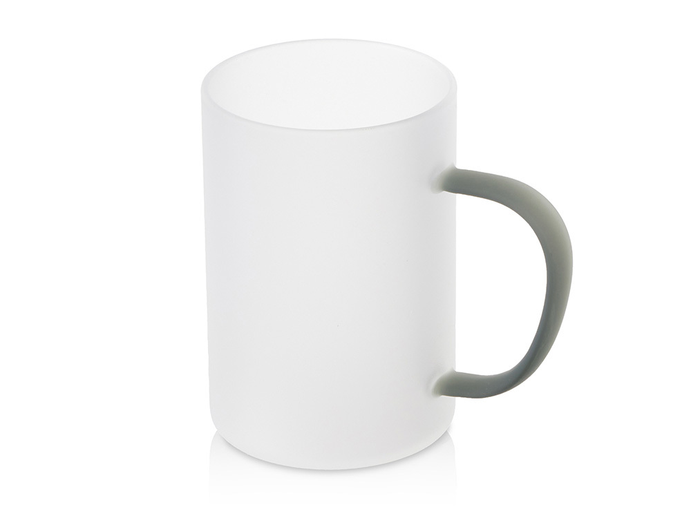 852064&nbsp;549&nbsp;Стеклянная матовая кружка "Акцент" с цветной ручкой для сублимации, черный&nbsp;279545