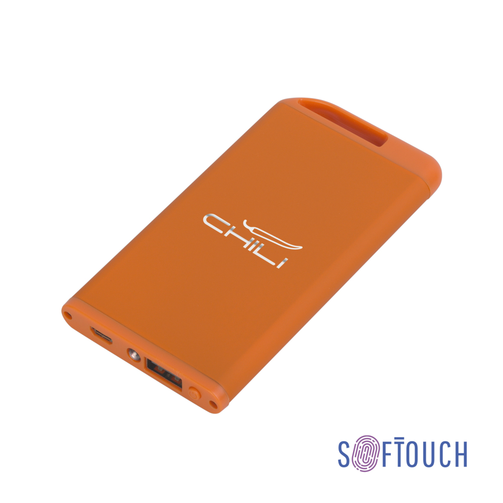6871-10&nbsp;1079&nbsp;Зарядное устройство "Theta" с фонариком, 4000 mAh, покрытие soft touch оранжевый&nbsp;144576